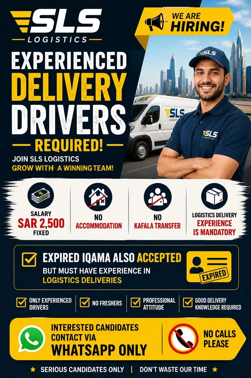 SLS LOGISTICS – JEDDAH ?  EXPERIENCED DELIVERY DRIVERS REQUIRED