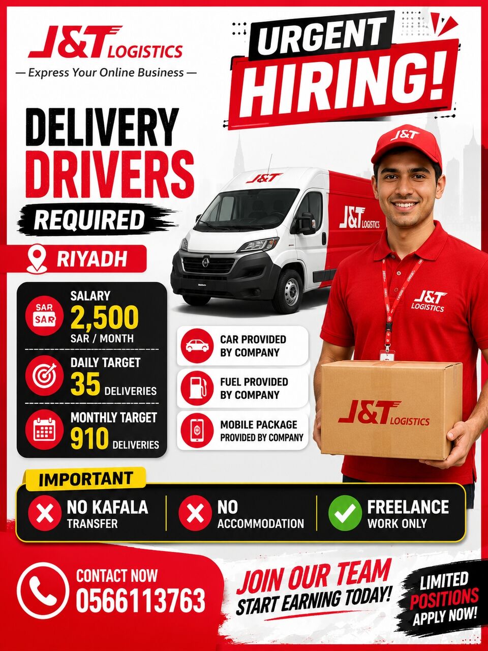 ? J&T LOGISTICS IS HIRING! ? Delivery Drivers