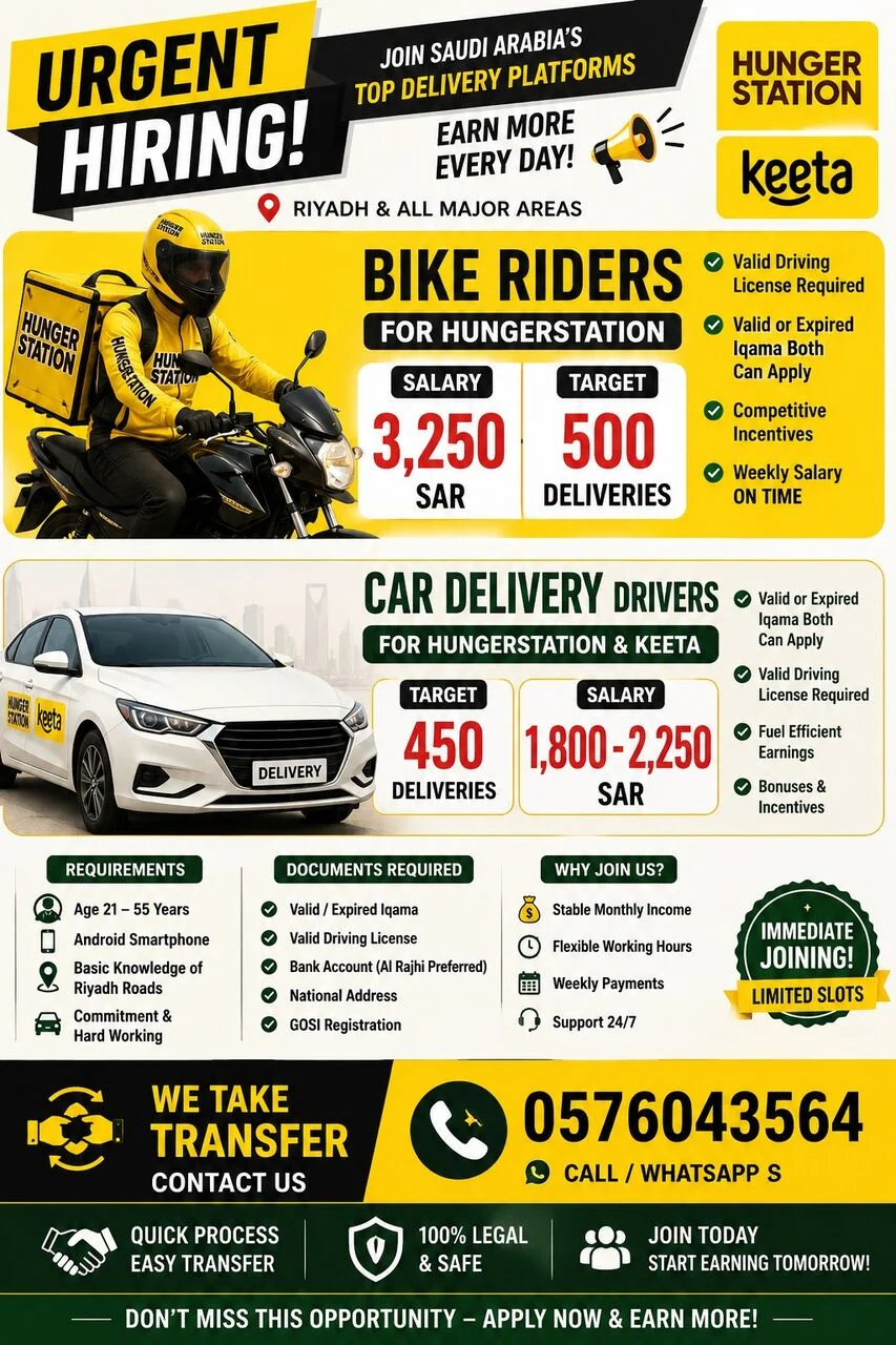 ?URGENT HIRING FOOD DELIVERY DRIVERS?