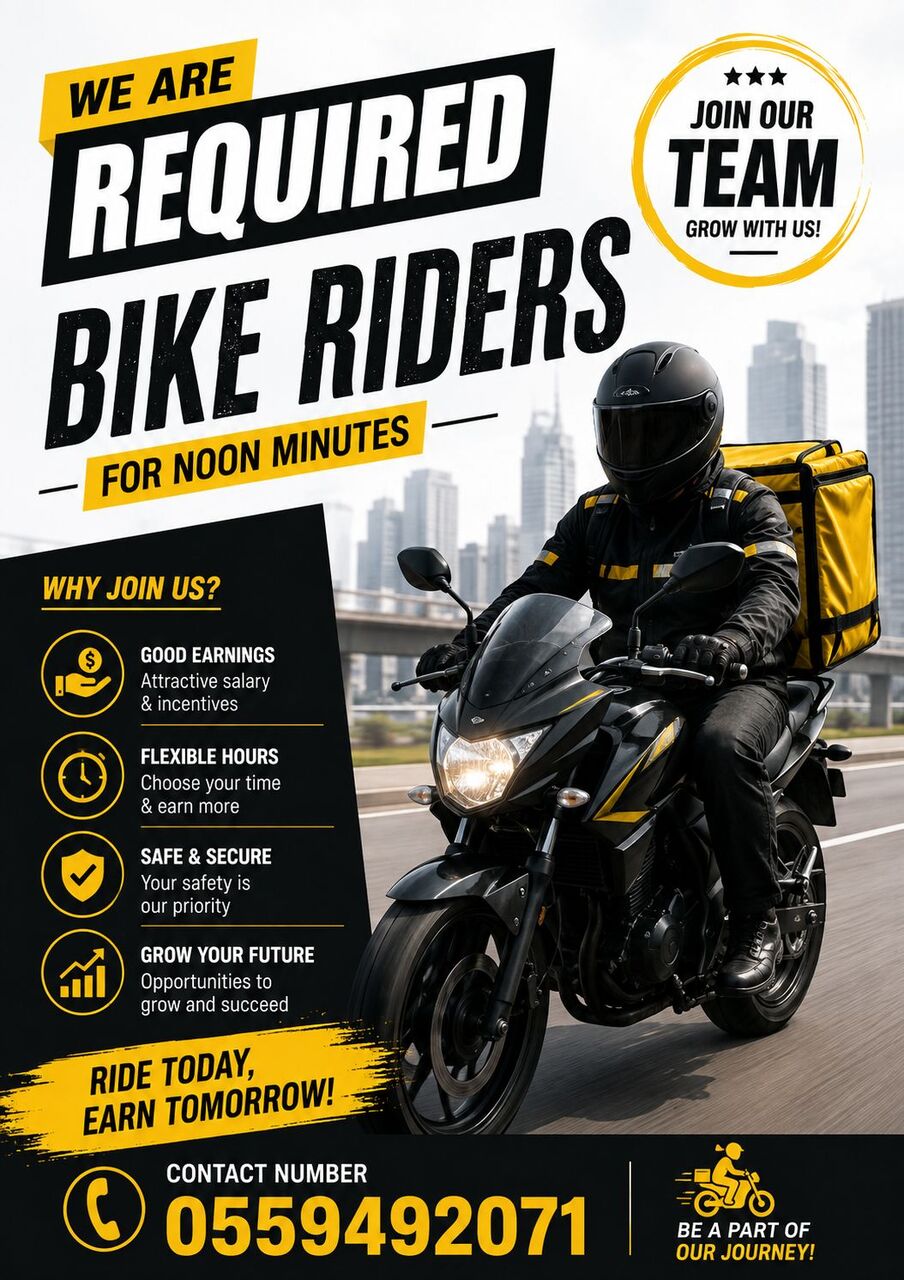 ?️ HIRING BIKE RIDERS – NOON MINUTES We Are Looking For Bike Riders/delivery Riders